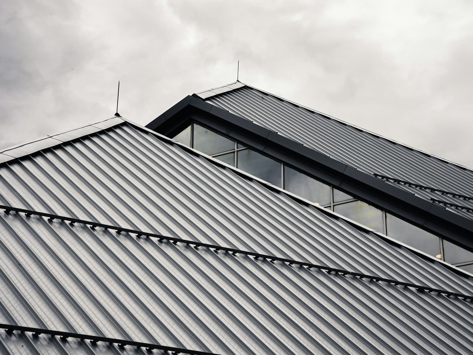 Same roof planes after new standing seam metal installation
